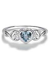 gorgeous itty-bitty silver heart blue topaz birthstone ring for babies and children